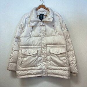 Lauren Ralph Lauren Cream Down & Water Fowl Puffer Jacket sz XL